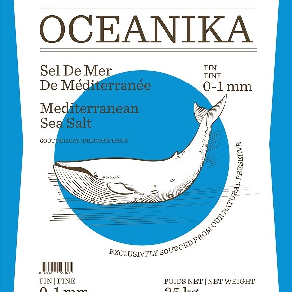 Соль Морская ТМ "OCEANIKA (FR) SEL DE MER", пищевая, натуральная, 25 кг,  мелкая (0-1), помол 0 (Импортная, SelDeMer)
