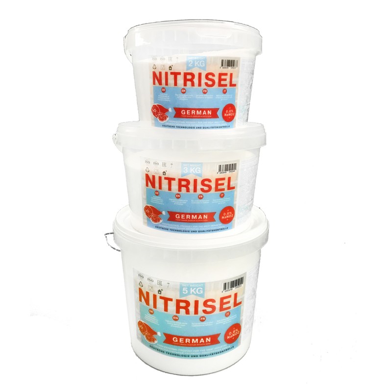 Соль нитритная экстра, нитритно-посолочная смесь,  2 кг, ТМ "NITRISEL", NaN02 0.6%, напыление, профессиональная (Импортная, NITRISEL GMBH). Упаковано на заводе.