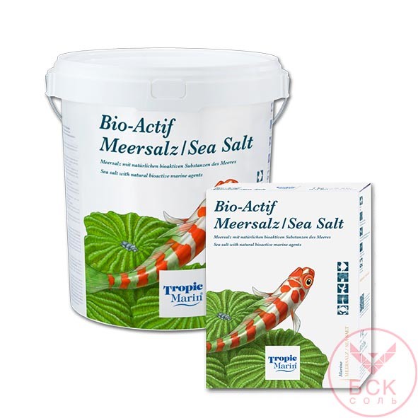 Морская соль Tropic Marin Bio-Actif, смесь компонентов для Аквариумов и Океанариумов, 10 кг ведро, на 300 литров (Германия)