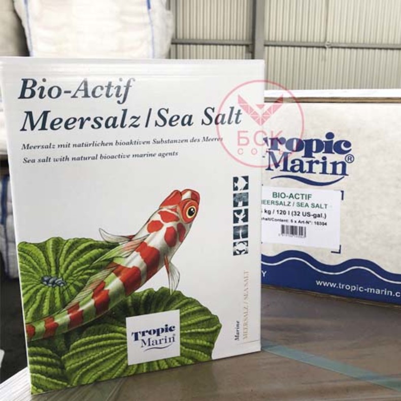 Морская соль Tropic Marin Bio-Actif, смесь компонентов для Аквариумов и Океанариумов, 4 кг коробка, на 120 литров (Германия)