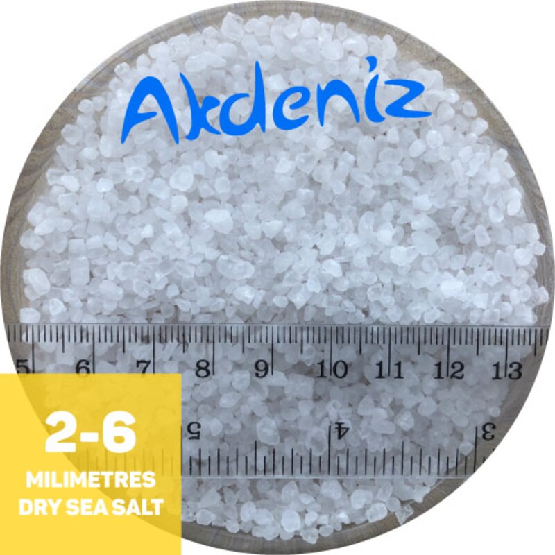 AKDENIZ®, соль пищевая морская, микс: средне-крупная (2,0 мм — 6,0 мм), 50 кг.