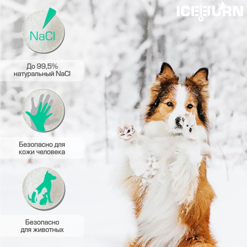 Реагент противогололедный ICEBURN ECO PELLETS (до -31 °C), специальные соляные пеллеты NaCl до 99,5%, мешок 10 кг