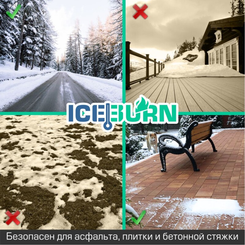 Реагент противогололедный ICEBURN ECO PELLETS (до -31 °C), специальные соляные пеллеты NaCl до 99,5%, ведро 3 кг.