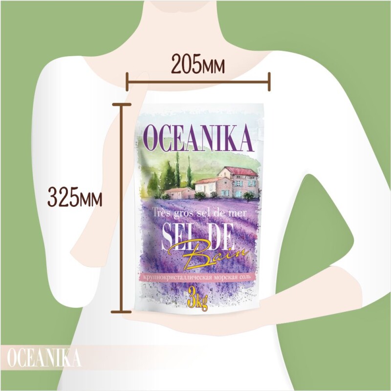 Соль специальная для ванн, природная морская соль, крупная гранула, OCEANIKA (Океаника), пачка 3 кг.
