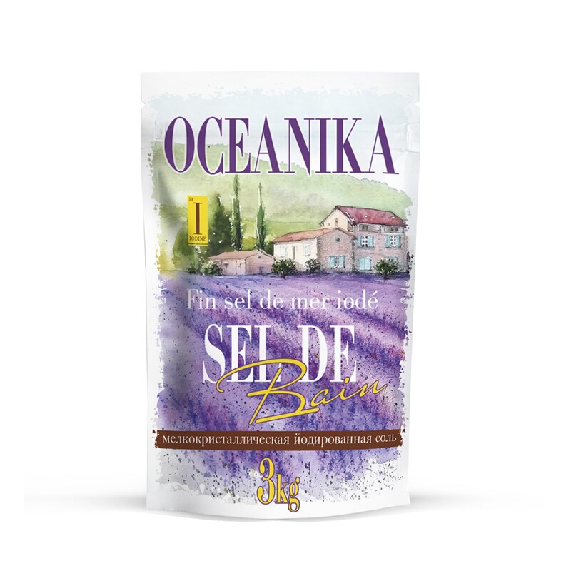 Соль специальная для ванн, природная морская соль йодированная, мелкая гранула, OCEANIKA (Океаника), пачка 3 кг.