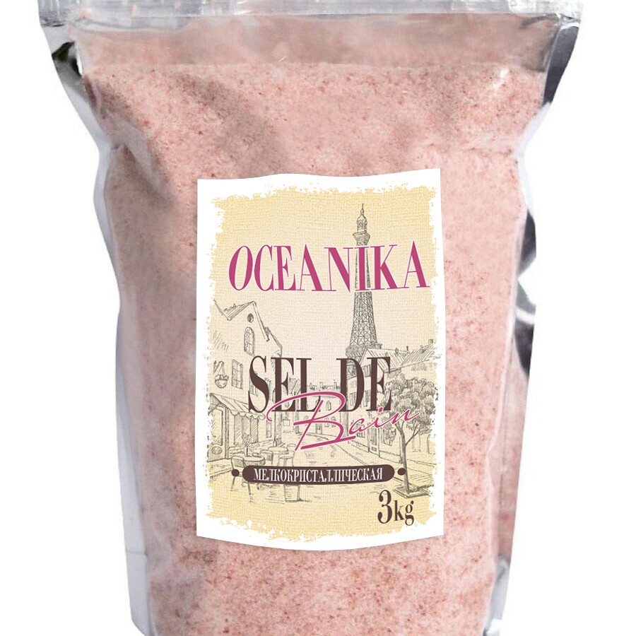Соль специальная для ванн, розовая гималайская, мелкая гранула, OCEANIKA (Океаника), пачка 3 кг.