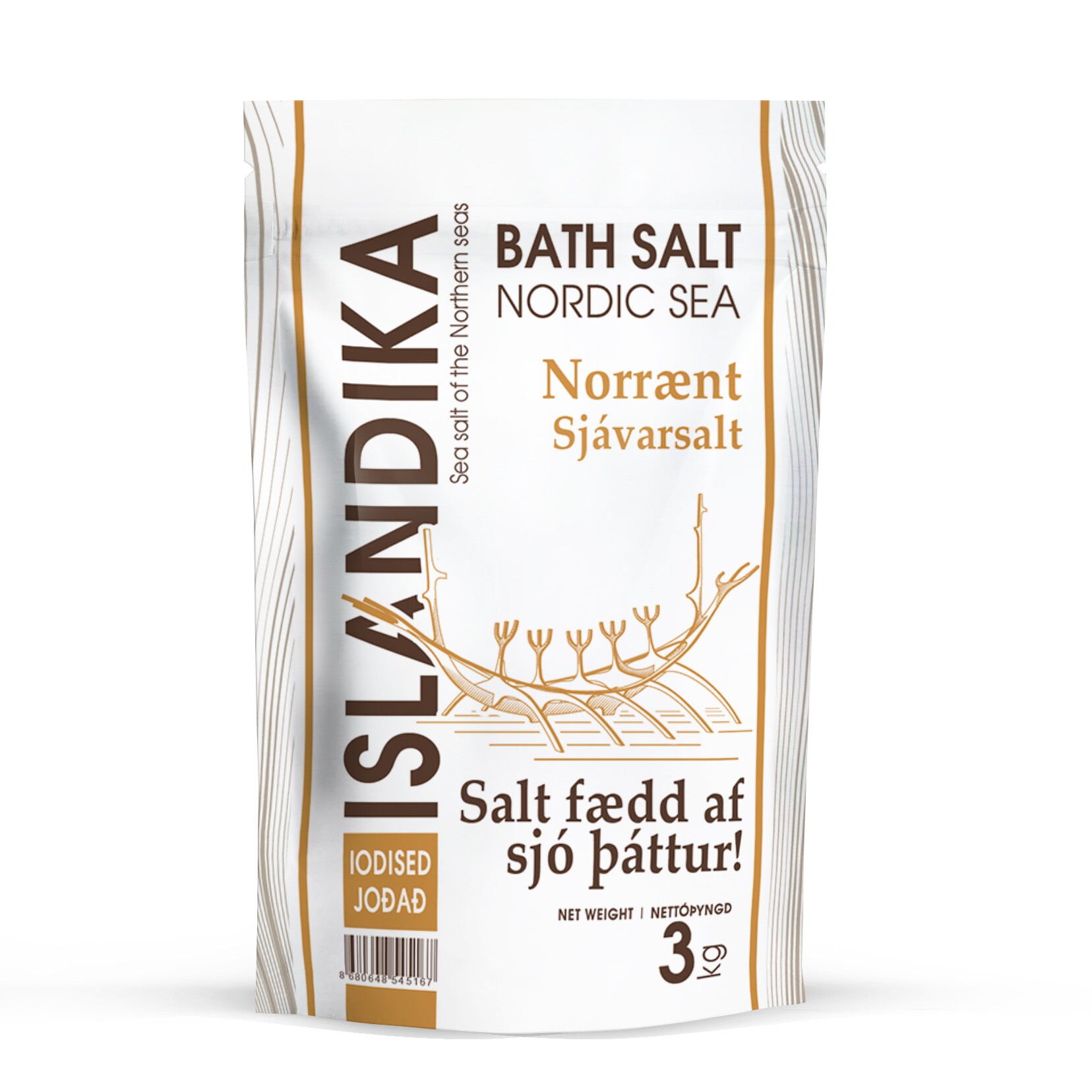 Соль специальная для ванн, природная морская соль йодированная, классическая гранула, ISLANDIKA (Исландика), пачка 3 кг.