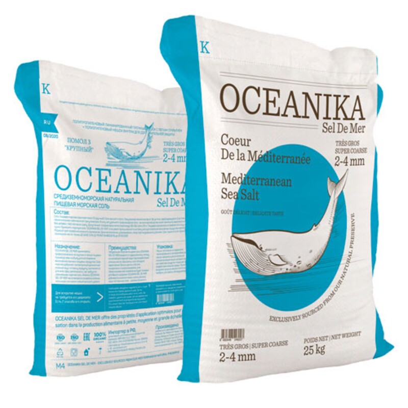 Соль Морская ТМ "OCEANIKA (FR) SEL DE MER", пищевая, натуральная, 25 кг,  мелкая (0-1), помол 0 (Импортная, SelDeMer)