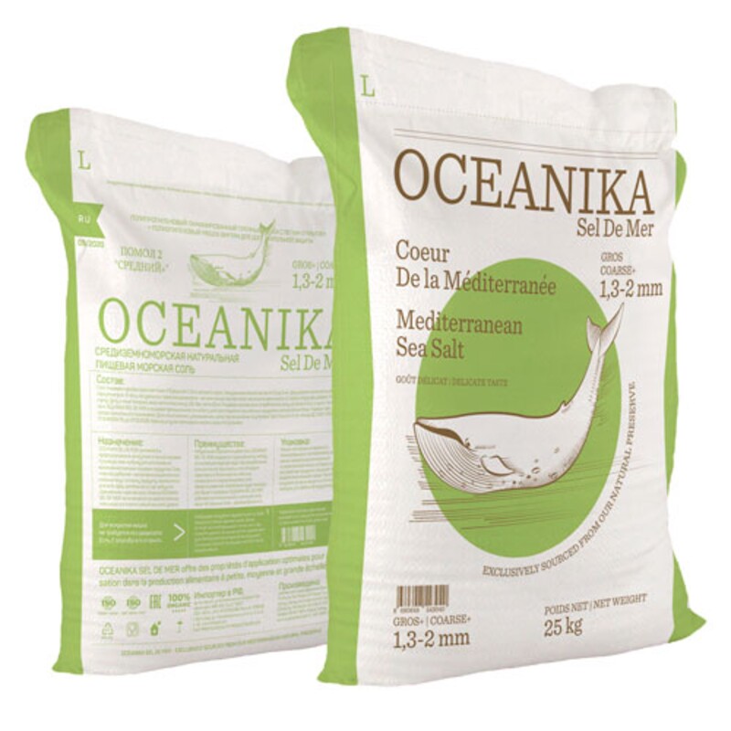 Соль Морская ТМ "OCEANIKA (FR) SEL DE MER", пищевая, натуральная, 25 кг, средняя (1-1,3), помол 1 (Импортная, SelDeMer)
