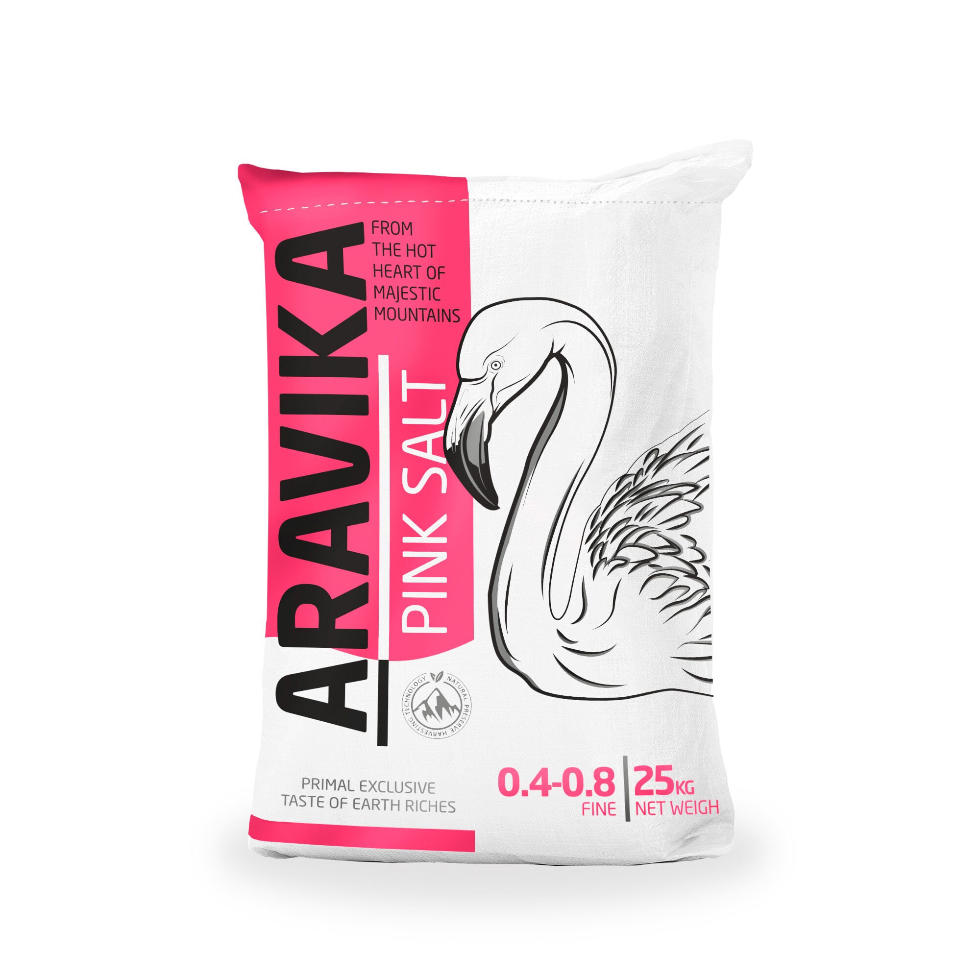 Розовая гималайская пищевая соль ARAVIKA PINK Himalayan Salt, (Мелкая) 25 кг.